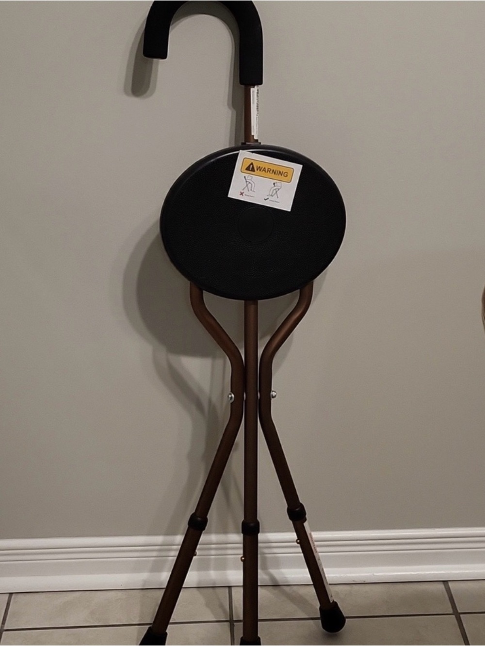Folding Tripod Stool with Padded Seat - Black/Bronze